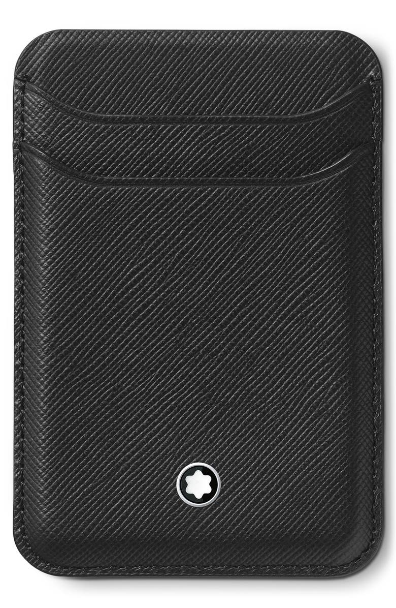 Montblanc MagSafe<sup>®</sup> Compatible Sartorial Leather Card Holder, Main, color, Black