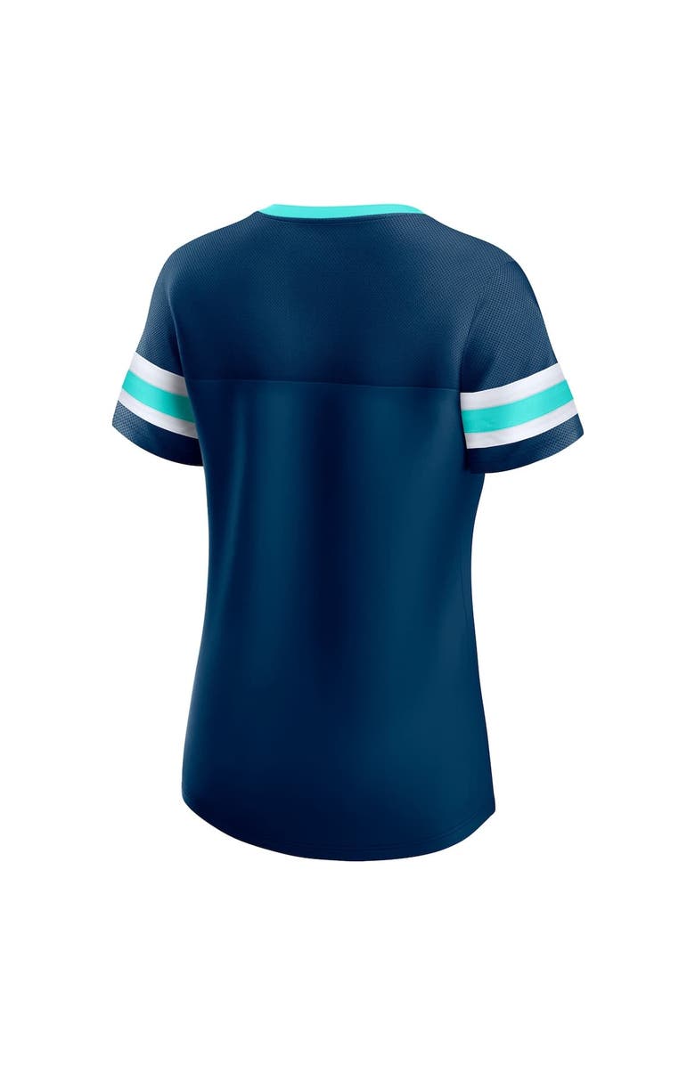 FANATICS Women's Fanatics Deep Sea Blue Seattle Kraken Iconic Athena Lace-Up T-Shirt, Alternate, color, True Navy