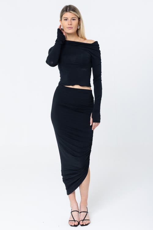 Lo+jayne The Cinched Asymmetrical Micro Modal Skirt