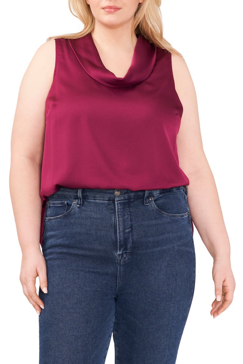 Cowl Neck Sleeveless Satin Top, Main, color, GRAPE WINE