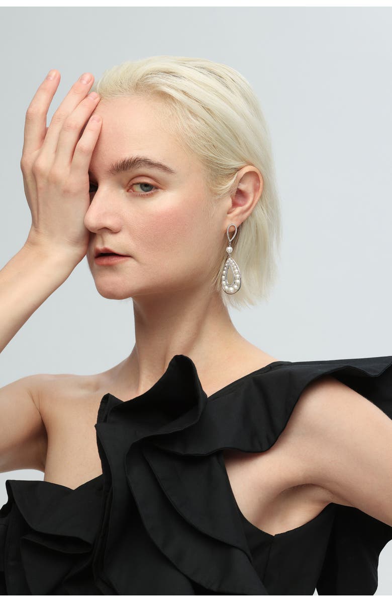 Classicharms Hollow Teardrop Dangle Earrings, Alternate, color, Silver