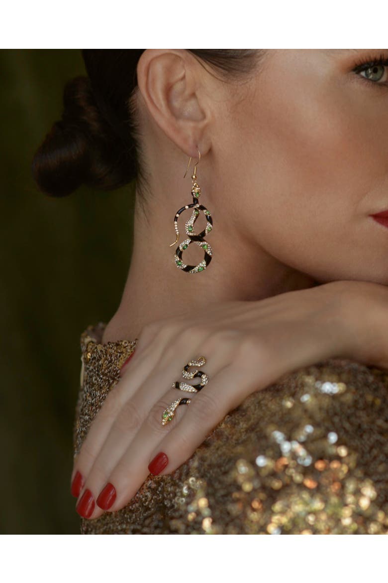 Bejewelled Snake Drop Earrings, Alternate, color, Snake