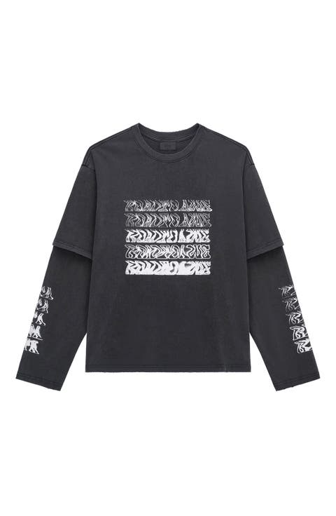 Loris Double Layer Long Sleeve Graphic T-Shirt