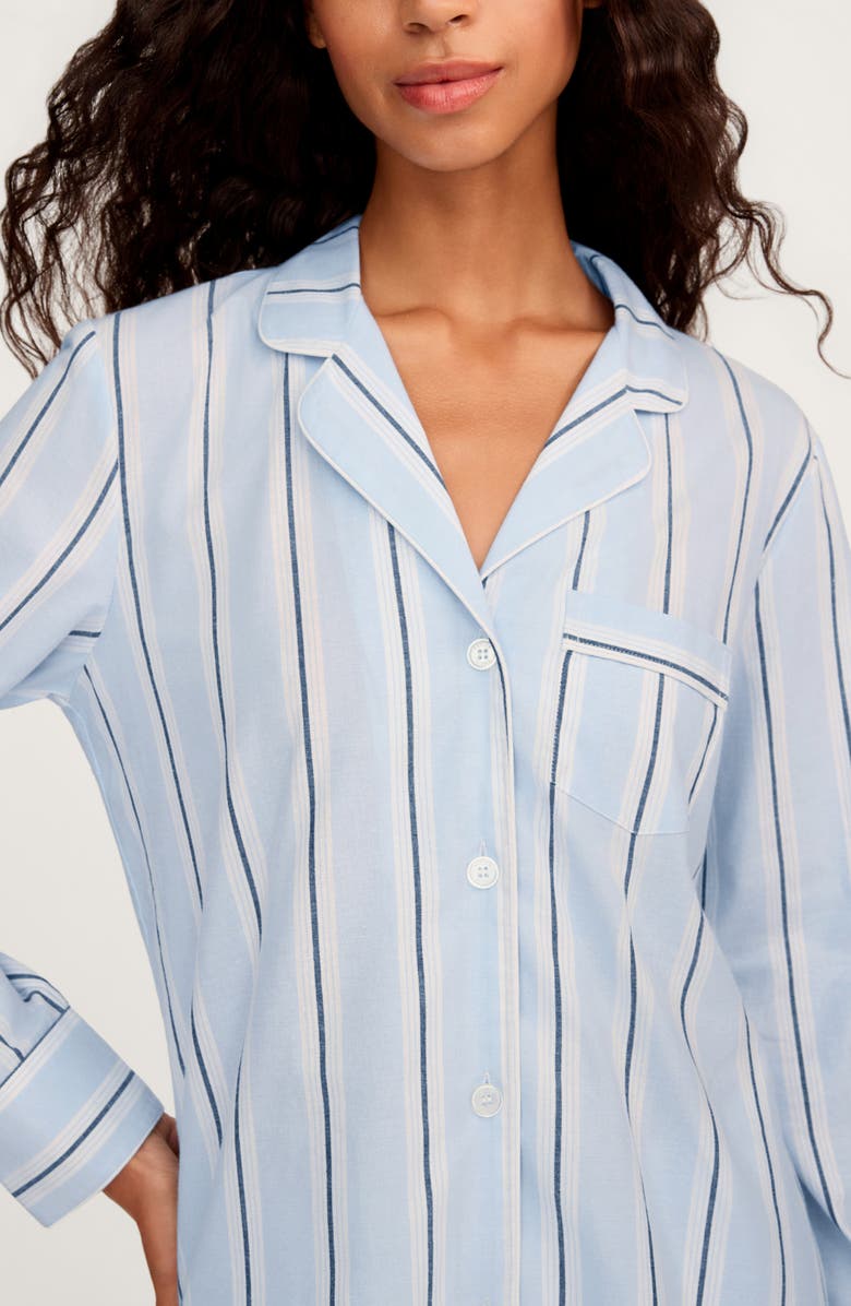 Petite Plume Cotton Twill Pajama Set, Alternate, color, Blue