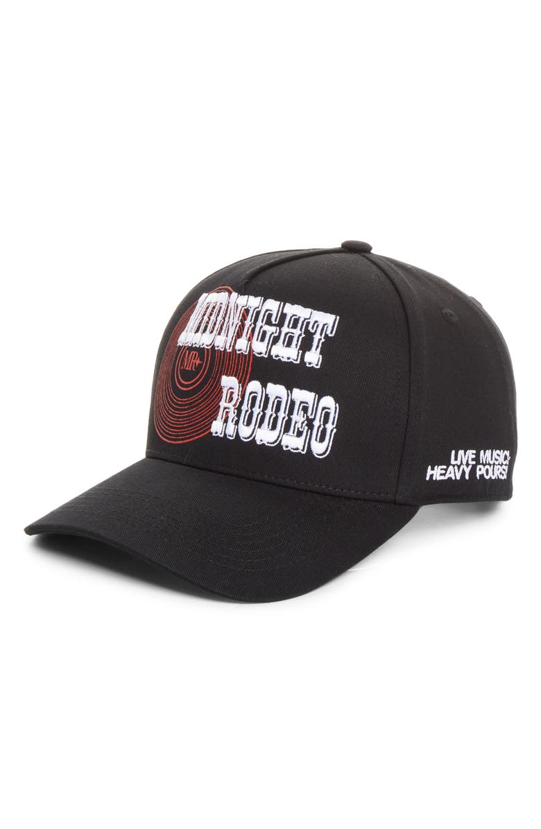MIDNIGHT RODEO Whiskey Snapback Baseball Cap, Main, color, Jet Black