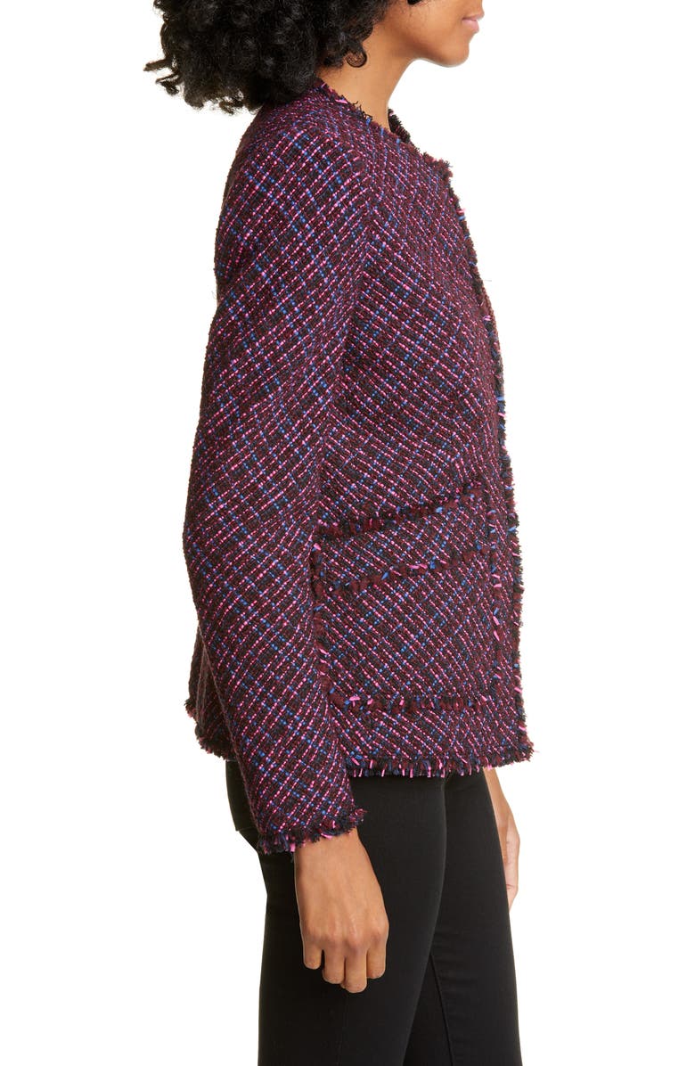 Rebecca Taylor Fringe Detail Cotton & Wool Tweed Jacket, Alternate, color, 