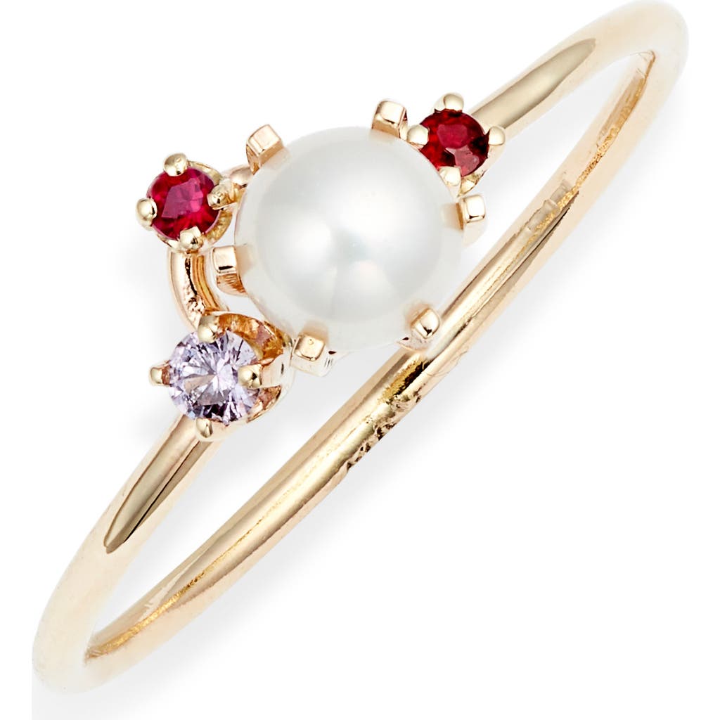 POPPY FINCH POPPY FINCH PEARL, RUBY & SAPPHIRE RING