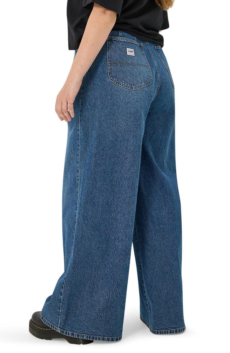 Lee High Waist Pleated Wide Leg Jeans, Alternate, color, Mid Chapter