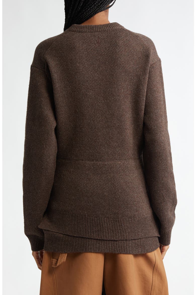 Tie Hem Crewneck Sweater, Alternate, color, SMOKE