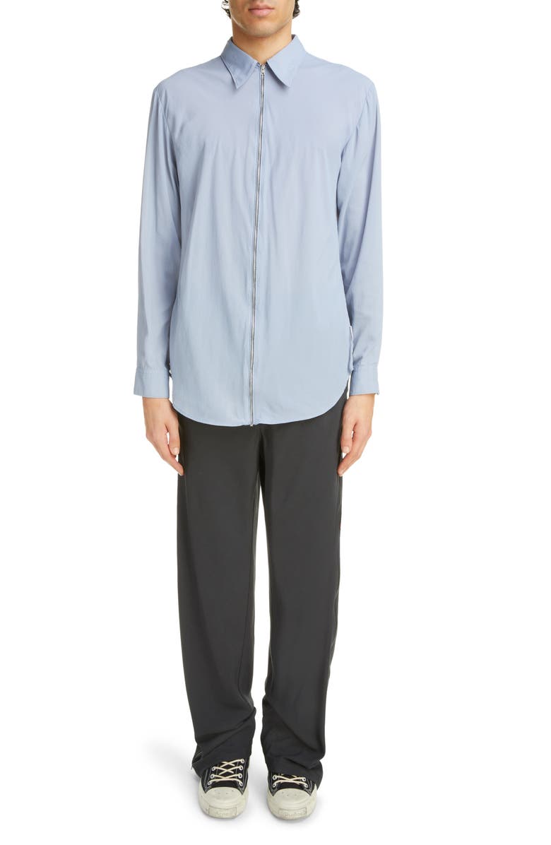 Acne Studios Nylon Chiffon Zip-Up Shirt, Alternate, color, 