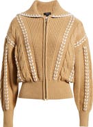 Rails Lune Whipstitch Detail Cotton Blend Bomber Sweater