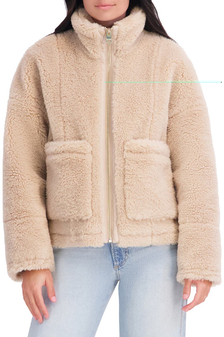 Faux Fur Coat, Main, color, KHAKI