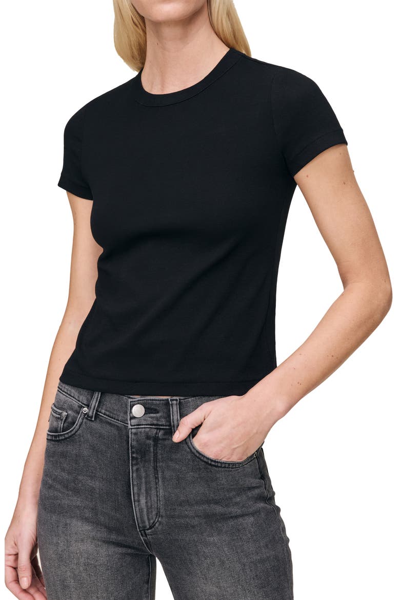 Shrunken Cotton T-Shirt, Main, color, BLACK