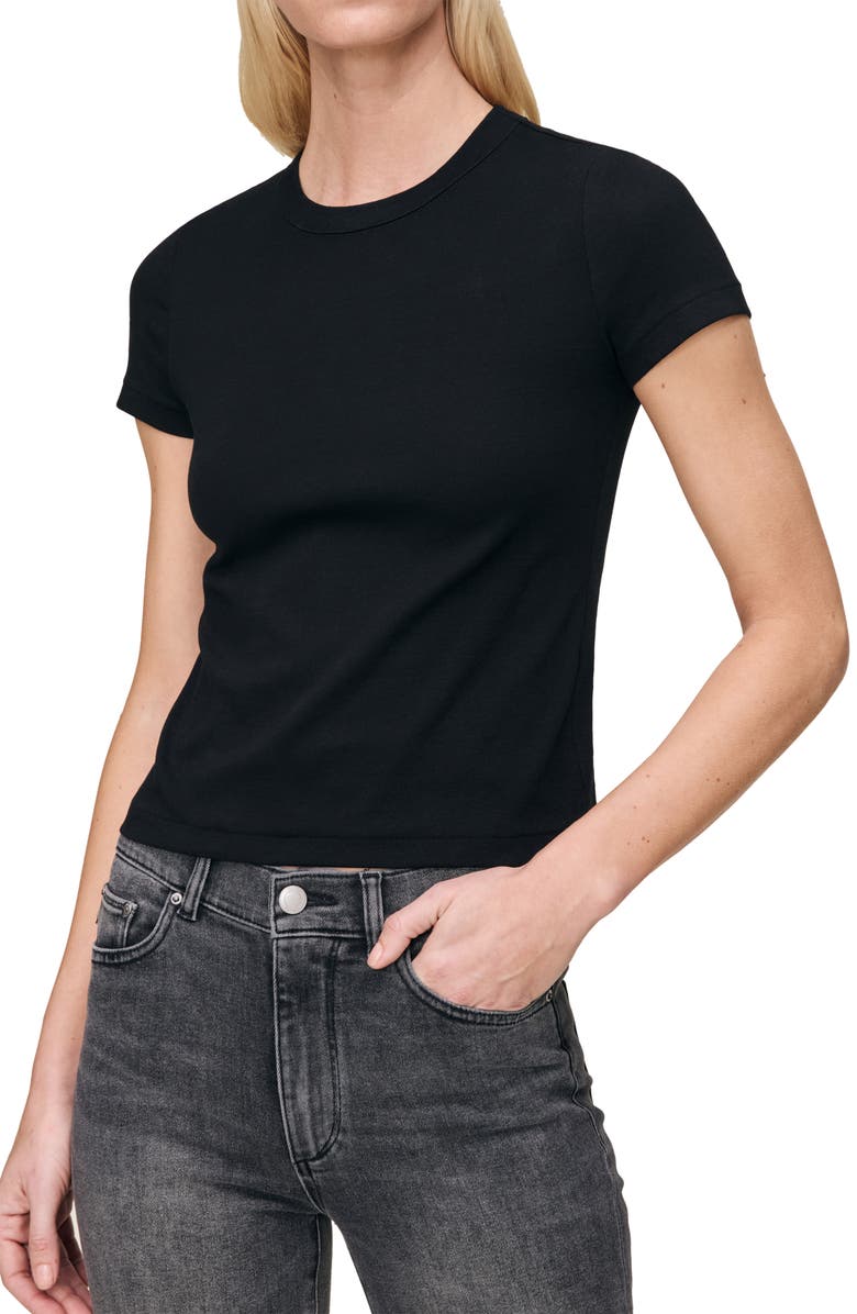 DL1961 Shrunken Cotton T-Shirt, Main, color, Black