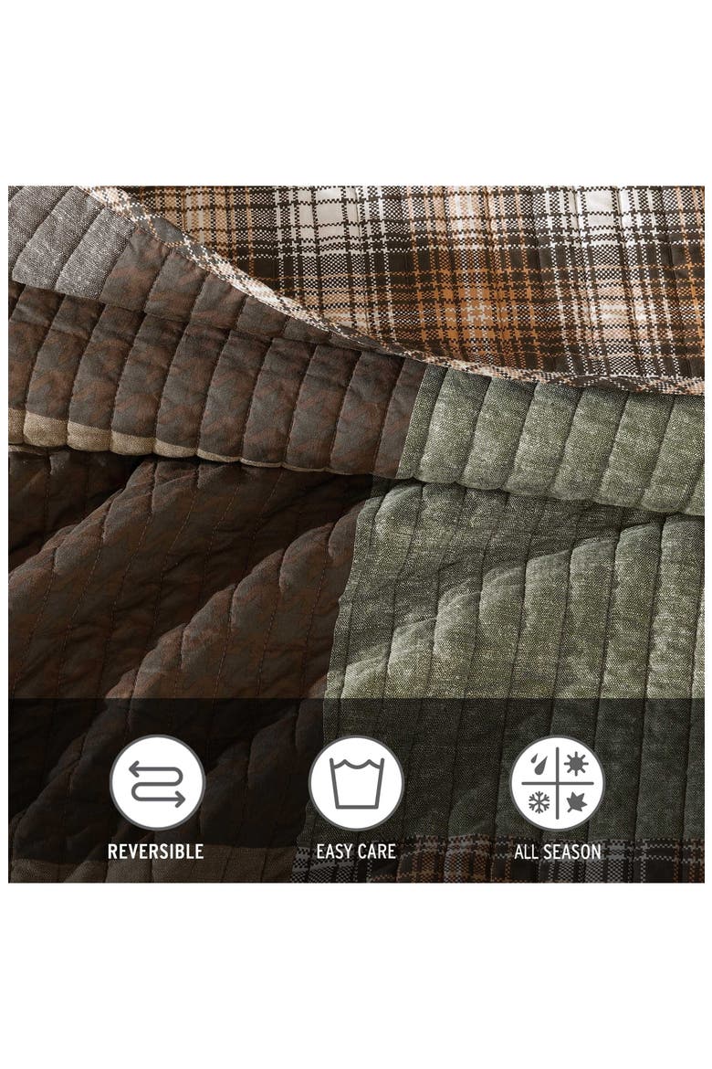 Classic Patchwork Quilt Set, Alternate, color, OLIVE GREEN/ CAMEL BEIGE