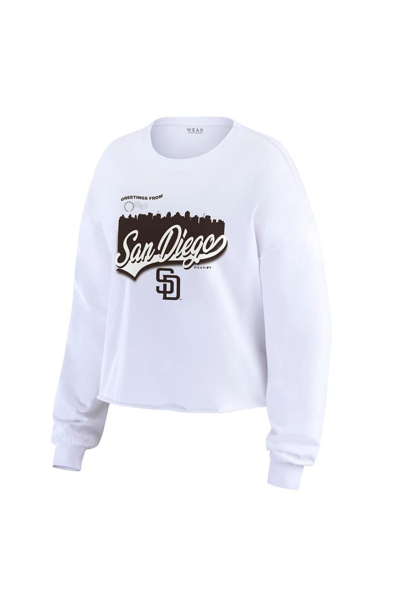 WEAR by Erin Andrews Women's WEAR by Erin Andrews White San Diego Padres Domestic Postcard Long Sleeve T-Shirt, Alternate, color, White