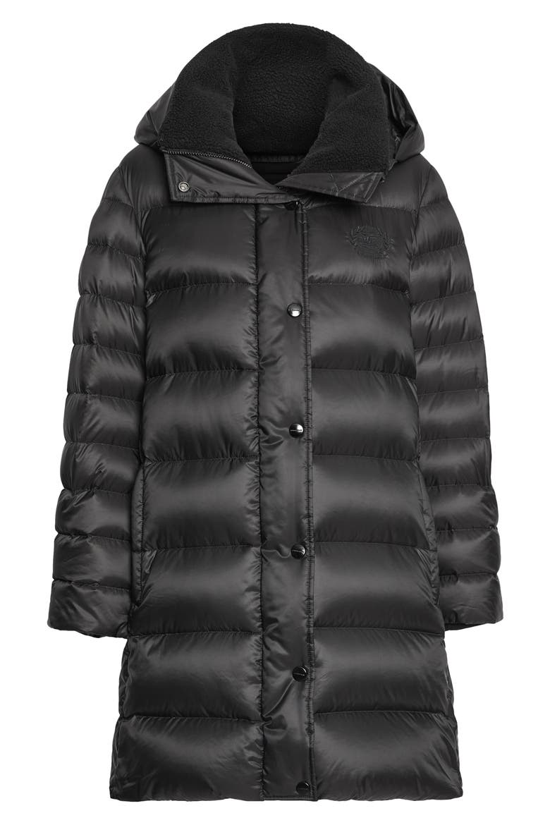 Kington Archive Logo Down Hooded Coat, Alternate, color, BLACK