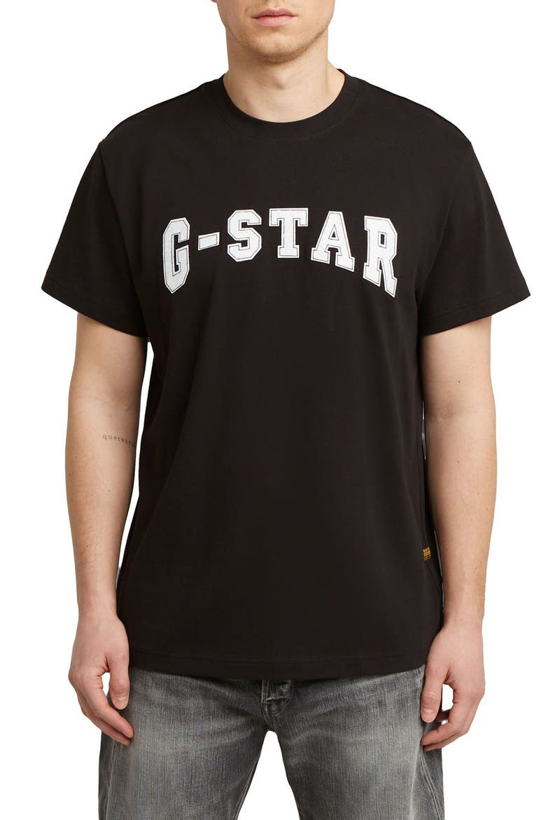 Felt Logo Organic Cotton T-Shirt, Main, color, DARK BLACK