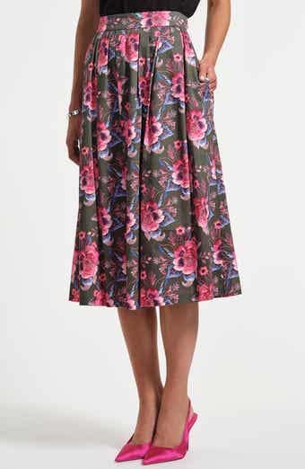 Isaac Mizrahi New York Stretch Cotton Sateen Midi Skirt