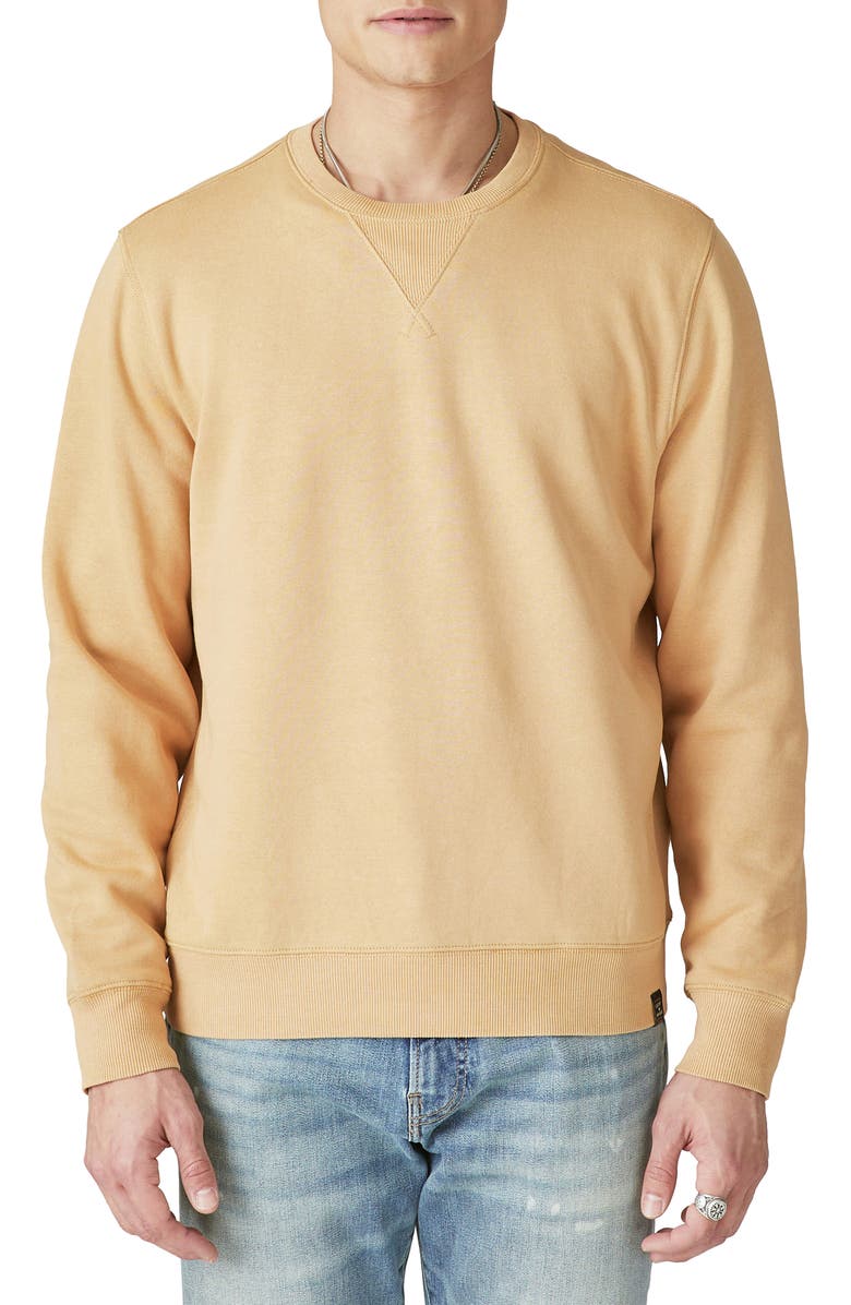 Lucky Brand Terry Crewneck Sweatshirt, Main, color, Buckthorn Brown