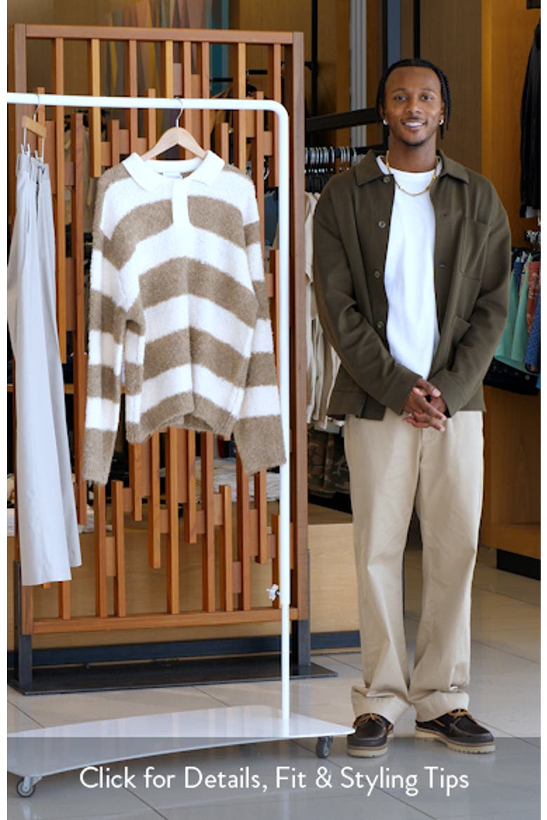 Oversize Stripe Bouclé Polo Sweater video