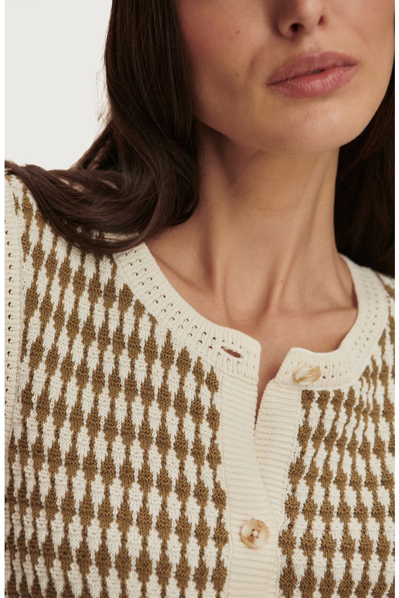 Aura Cotton Knit Top, Alternate, color, EGRET / GOLDEN OLIVE