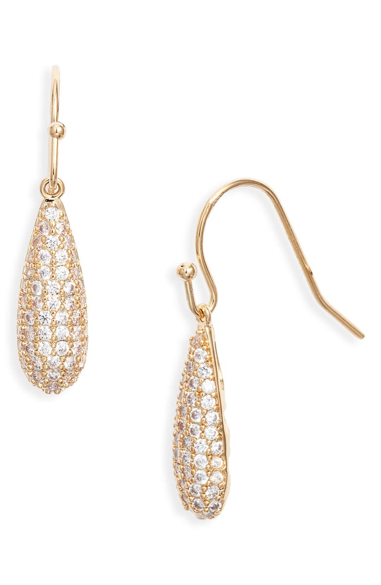 Nordstrom Cubic Zirconia Pavé Drop Earrings, Main, color, Clear- Gold