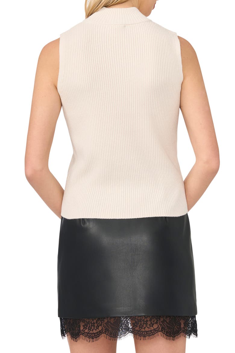 Sleeveless Mock Neck Rib Sweater, Alternate, color, SWEET CREAM