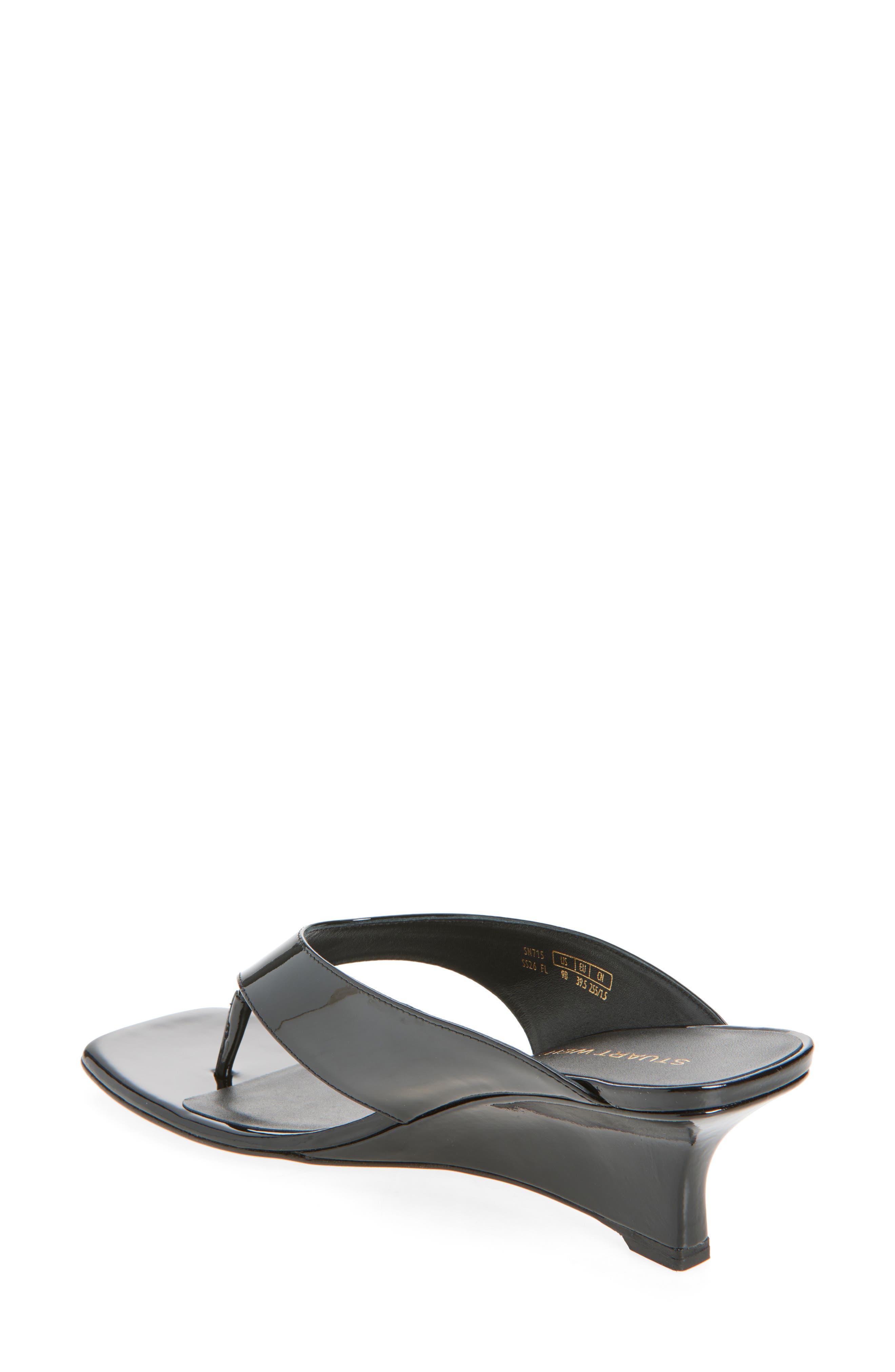 Stuart Weitzman Vinnie 50 Wedge Thong Sandal, Alternate, color, Black