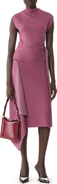 Lanvin Draped High Collar Dress In Wool