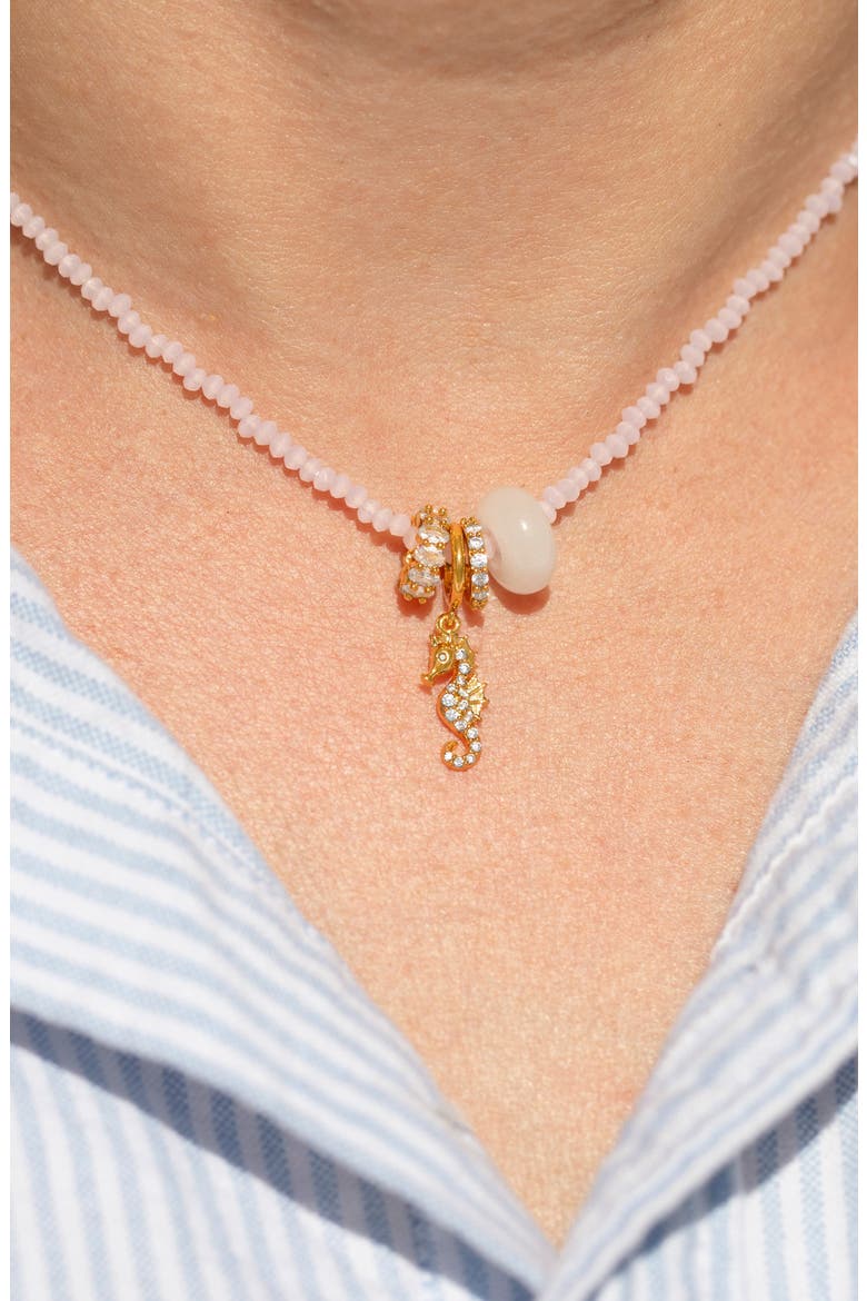 Seahorse Beaded Pendant Necklace, Alternate, color, GOLD