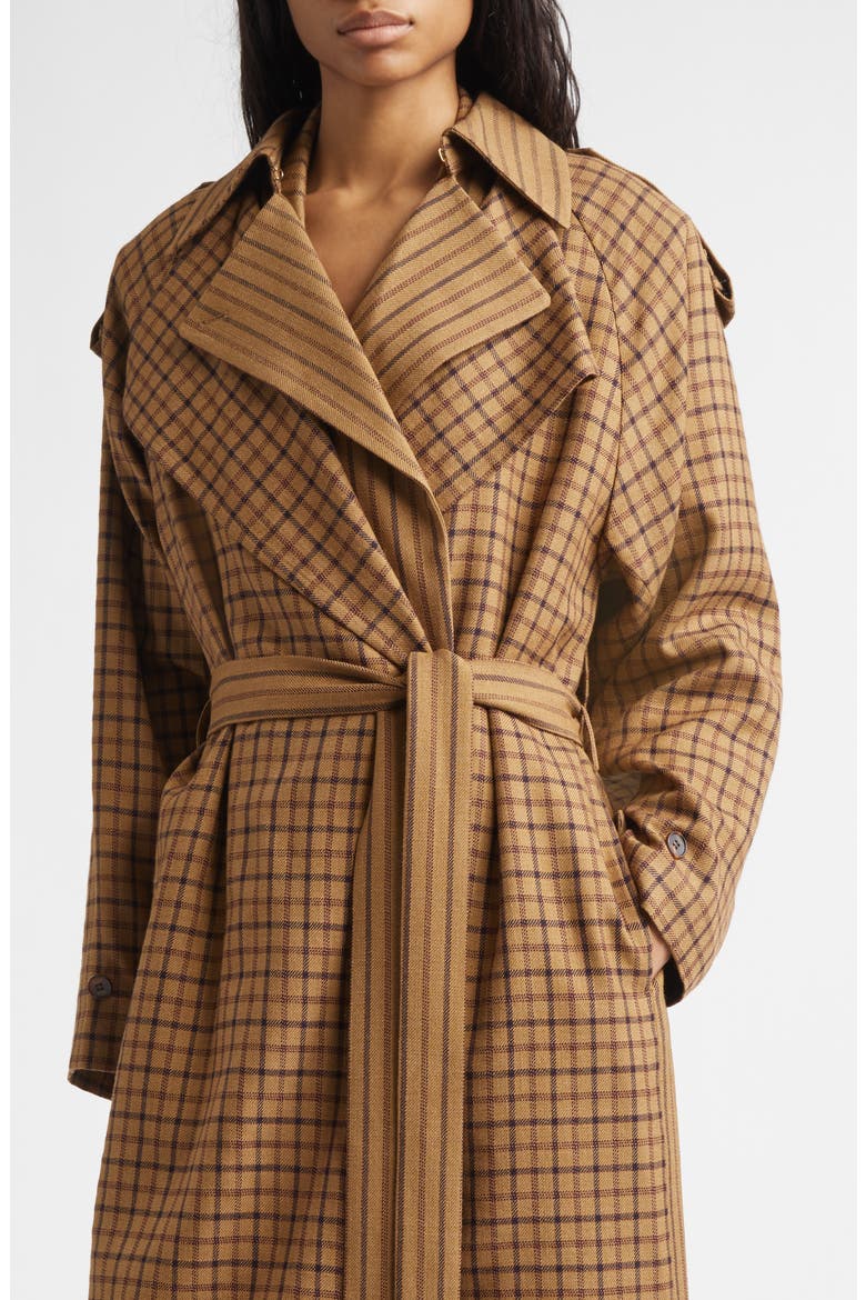 Layered Belted Wool Blend Coat, Alternate, color, BEIGE VIRGIN WOOL BLEND