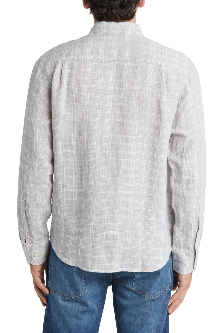 Ventana Plaid Linen Button-Up Shirt, Alternate, color, ULTIMATE GRAY