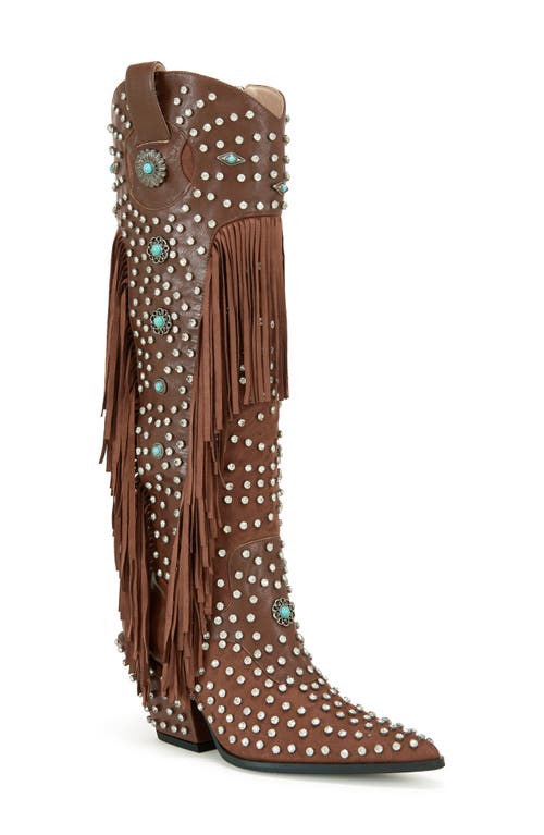 Azalea Wang Bennett Fringe Cowboy Boot In Brown