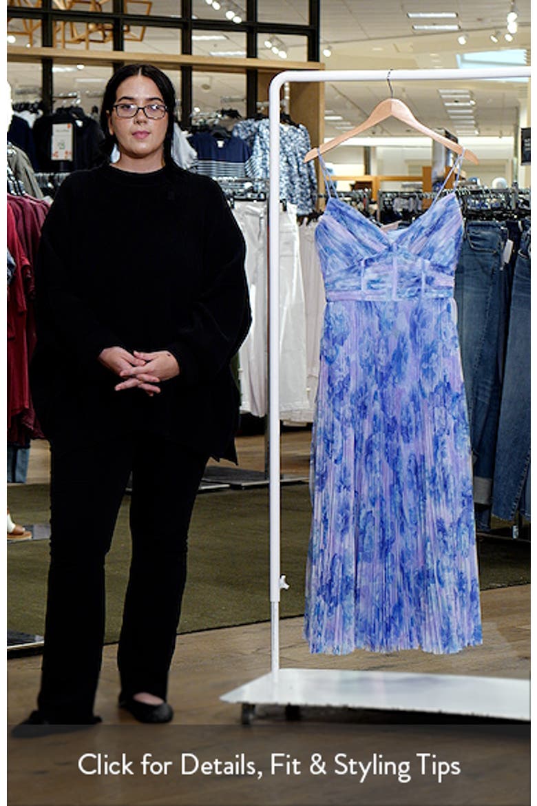 Floral Print Corset Bodice Pleated Tulle Midi Cocktail Dress video