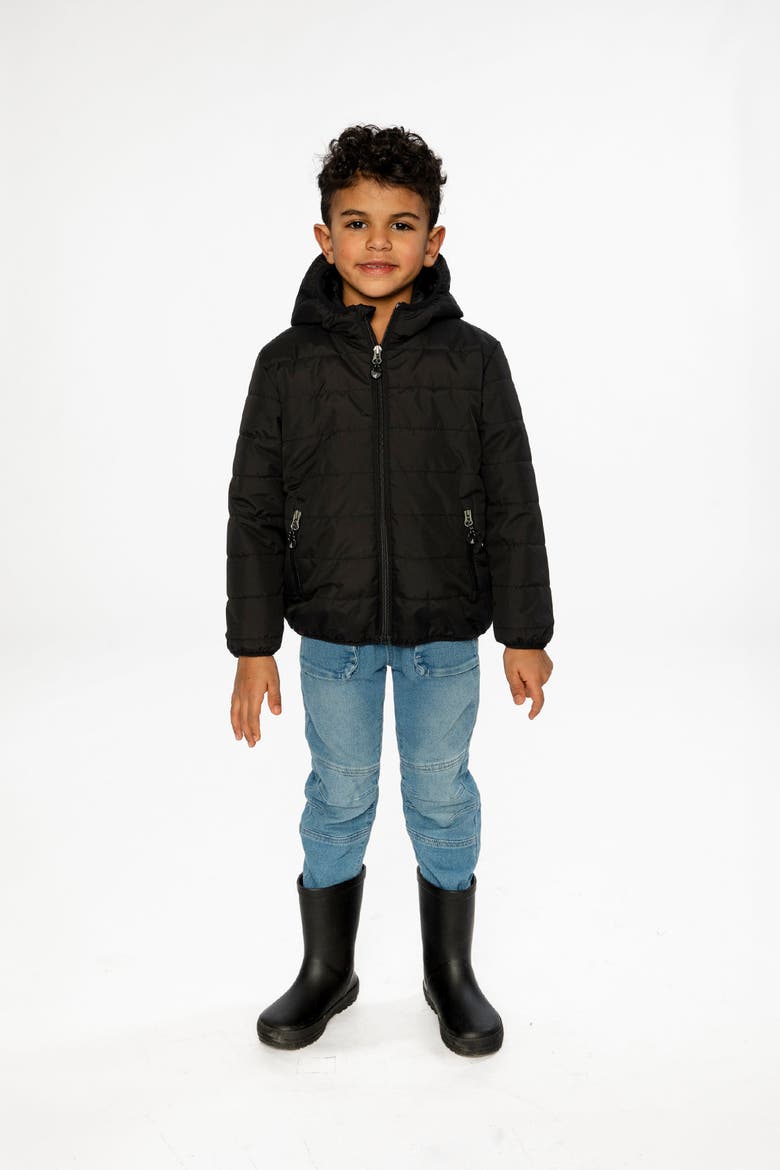 Insulating Quilted Mid-Season Hooded Zip Jacket, Alternate, color, Black