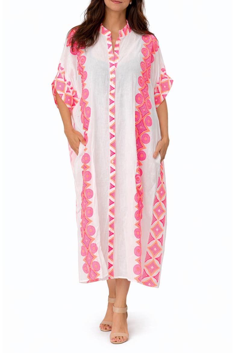 Geometric Cotton Cover-Up, Main, color, PINK
