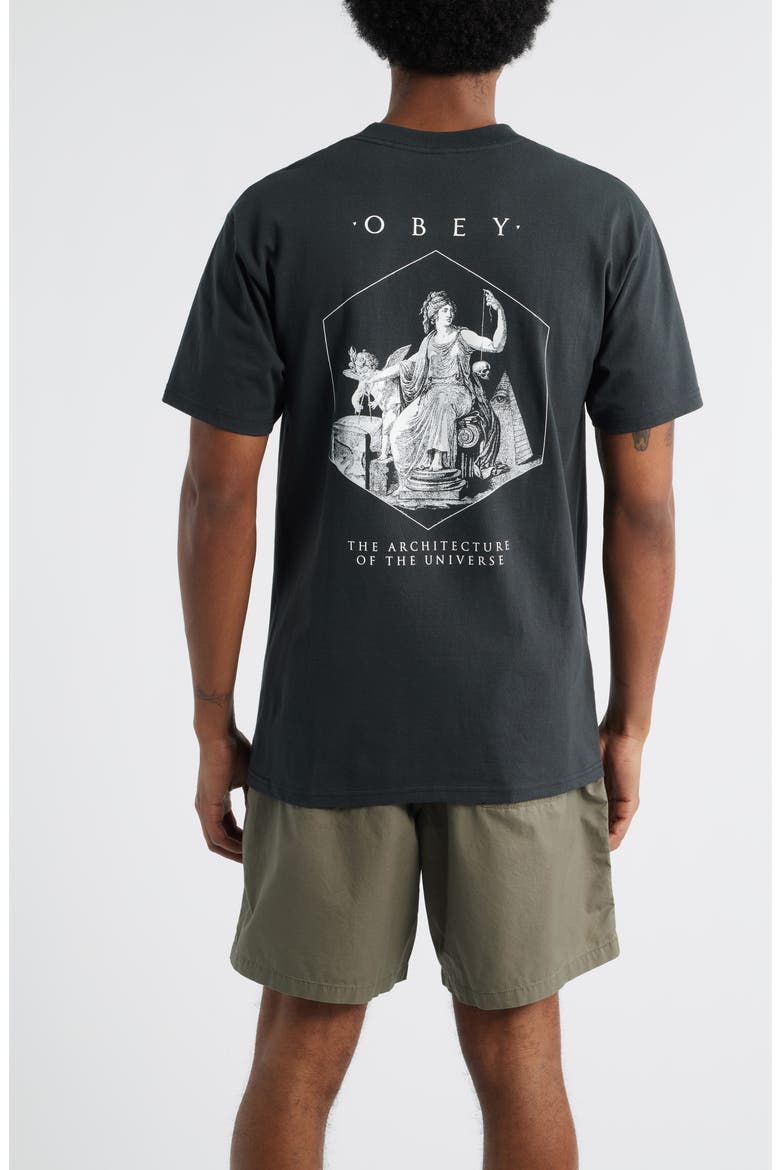 Architecture of the Uni Cotton Graphic T-Shirt, Alternate, color, VINTAGE BLACK
