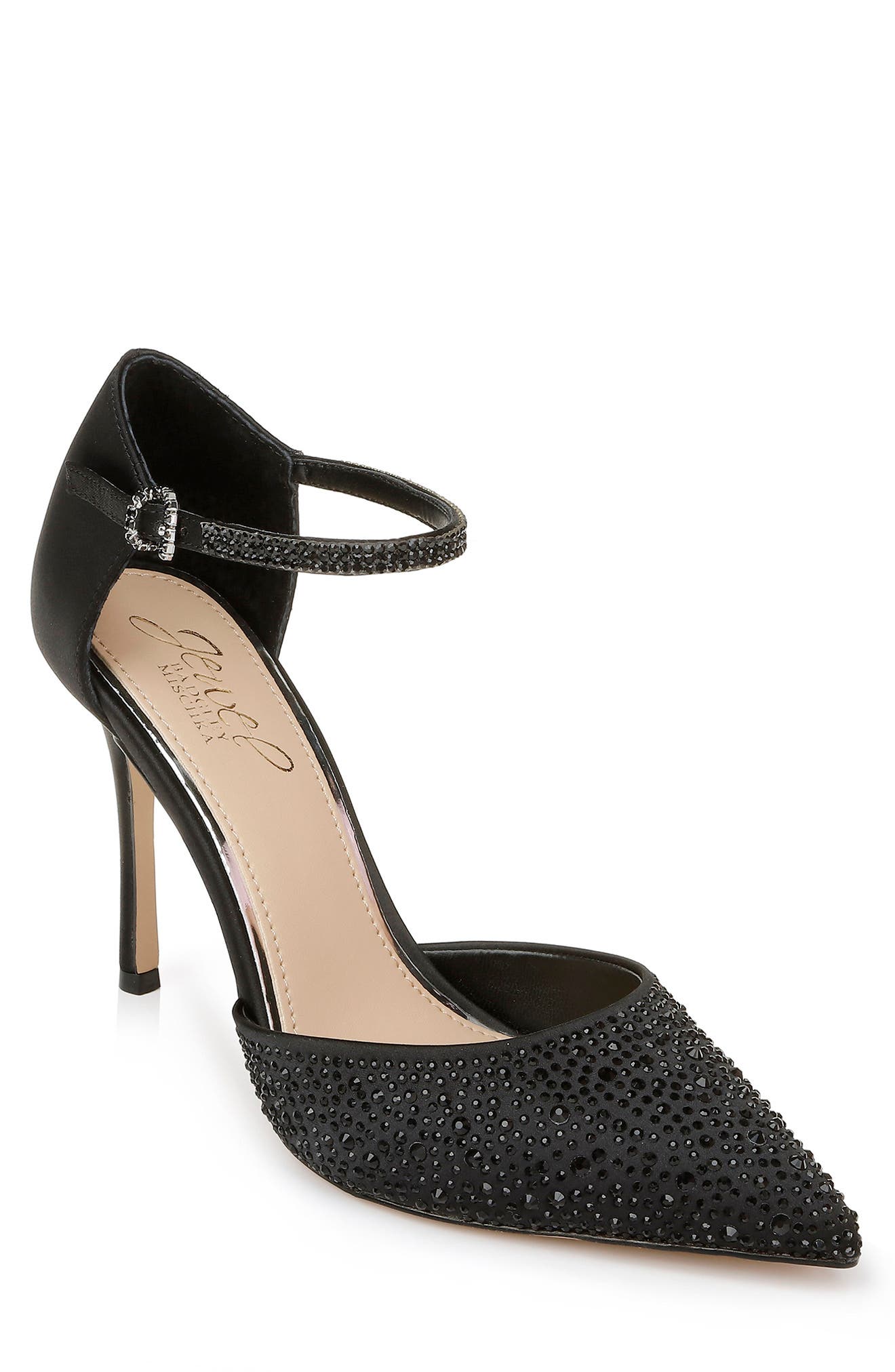 Jailene Ankle Strap Pump, Main, color, BLACK SATIN