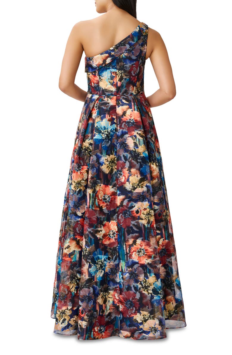 Aidan Mattox by Adrianna Papell Metallic Floral Jacquard One-Shoulder Organza Ballgown, Alternate, color, 