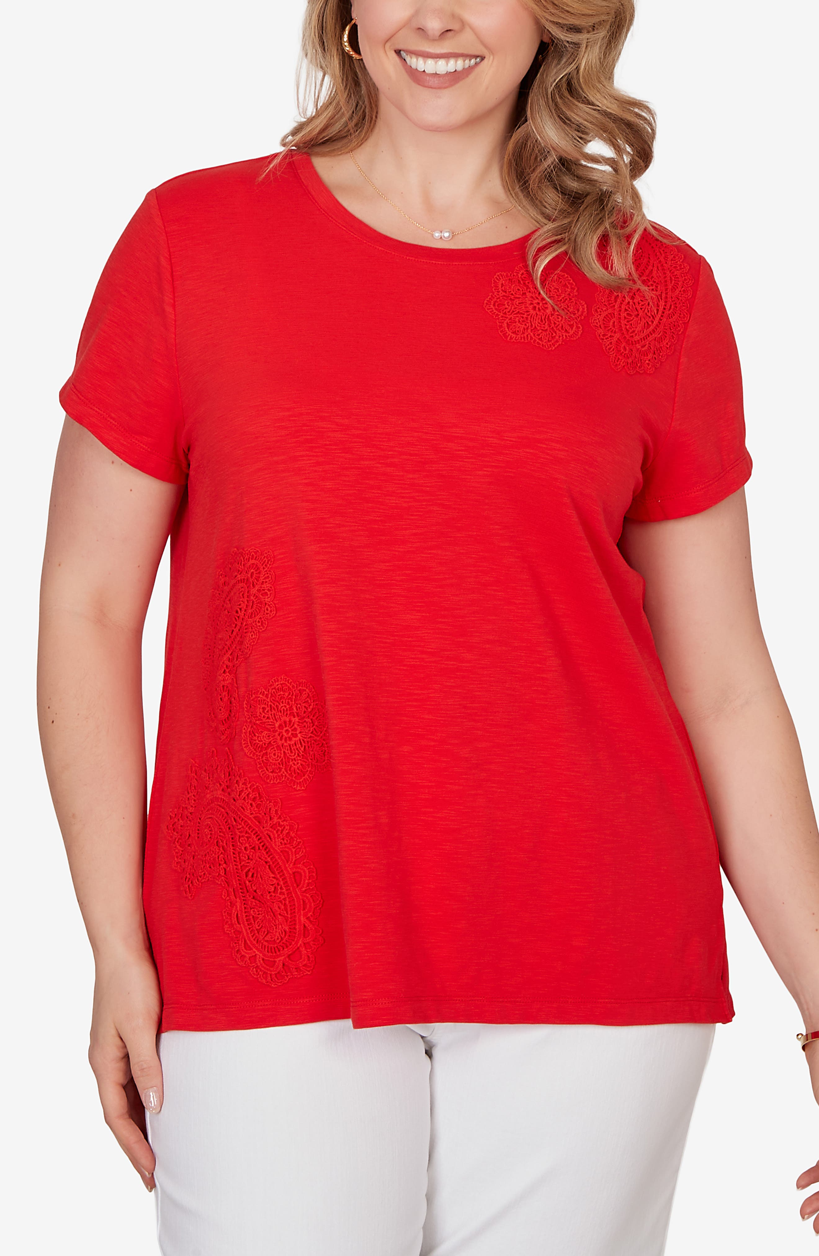 Floral Crochet Jersey Top - image 3