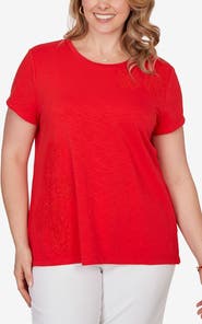 RUBY RD Floral Crochet Jersey Top