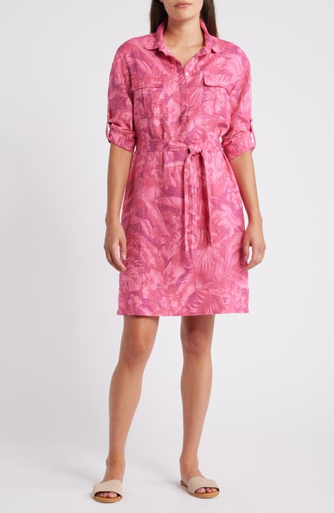 Paradise Palmera Tie Waist Shirtdress