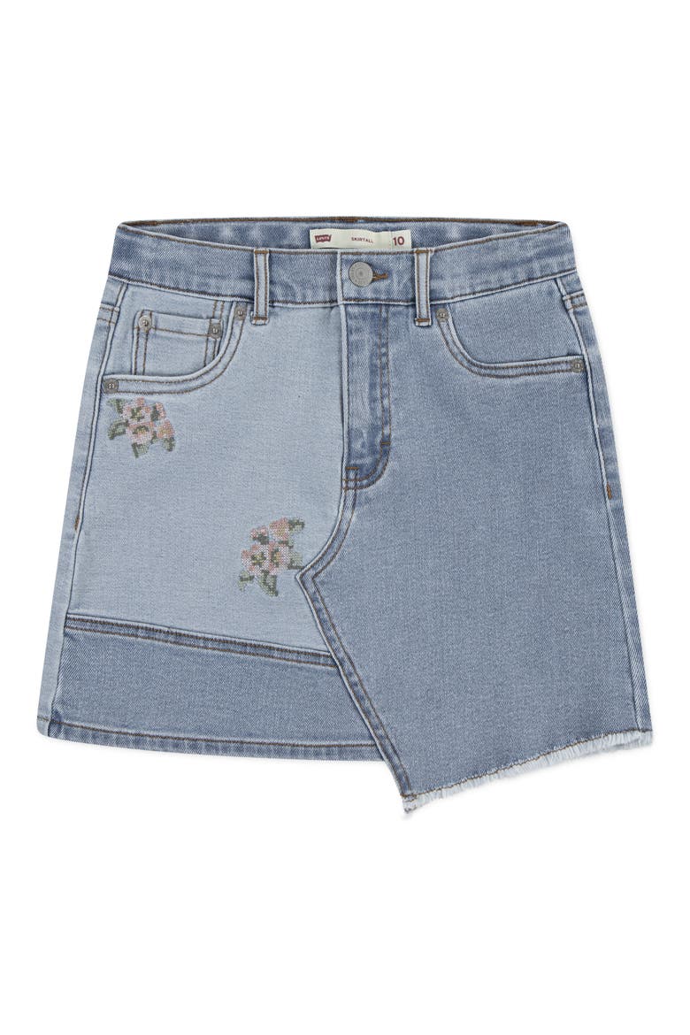 Kids' Embroidered Mash Up Denim Miniskirt, Main, color, FULLY BAKED