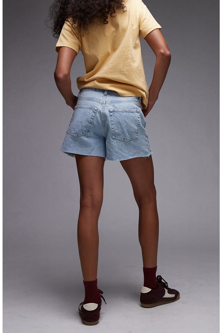 Frayed Hem Cutoff Denim Shorts, Alternate, color, LIGHT BLUE