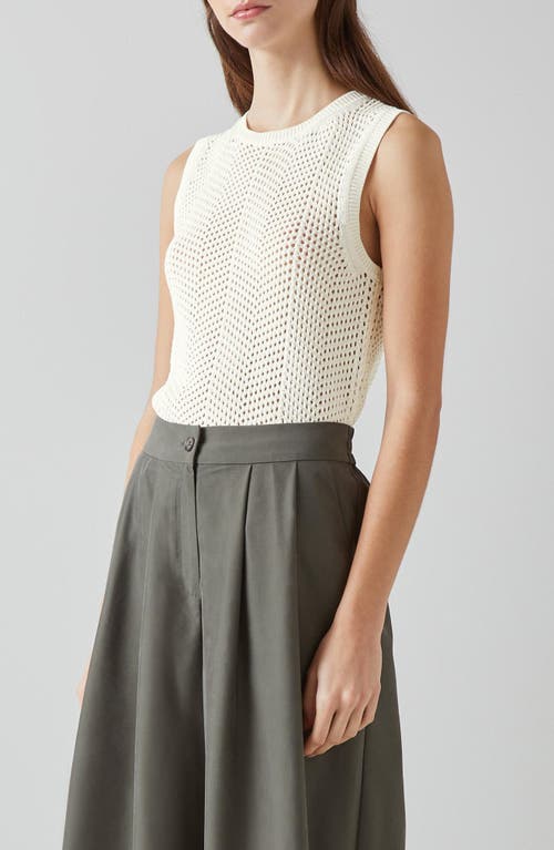 Lk Bennett Ava Open Stitch Sleeveless Cotton Blend Sweater In White