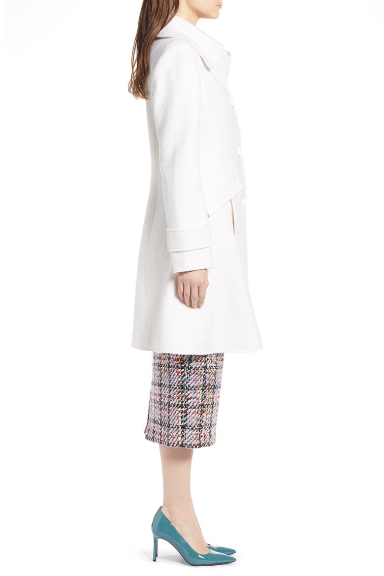 Boiled Wool Blend Fit & Flare Coat, Alternate, color, IVORY
