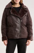 Hudson Jeans Faux Fur Collar Quilted Bomber Jacket