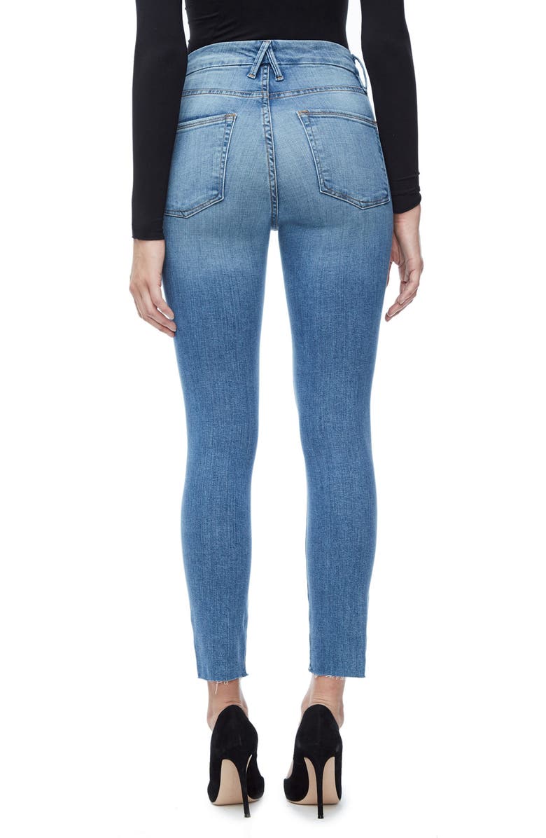 Good American Good Legs High Waist Cascade Hem Skinny Jeans, Alternate, color, 