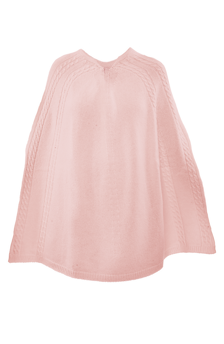 Monticelli Cashmere Pure Cashmere Elegant Cable Knit Poncho, Alternate, color, Old Rose